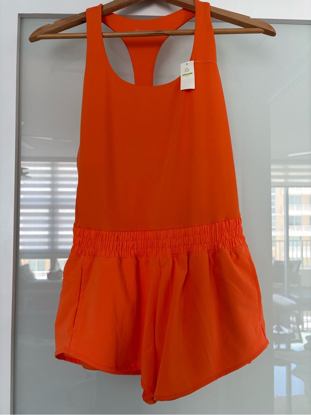 Bright Orange Athletic Shorts Romper - Women's Athletic Shorts